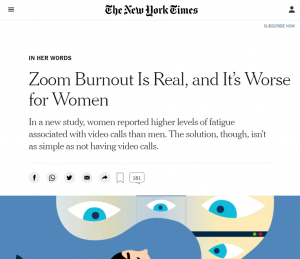 Zoom Burnout Is Real, and It’s Worse for Women - The New York Times