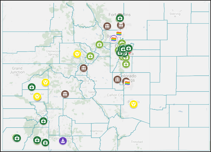 Visual Map of Youth Sexual Health Resources located across Colorado