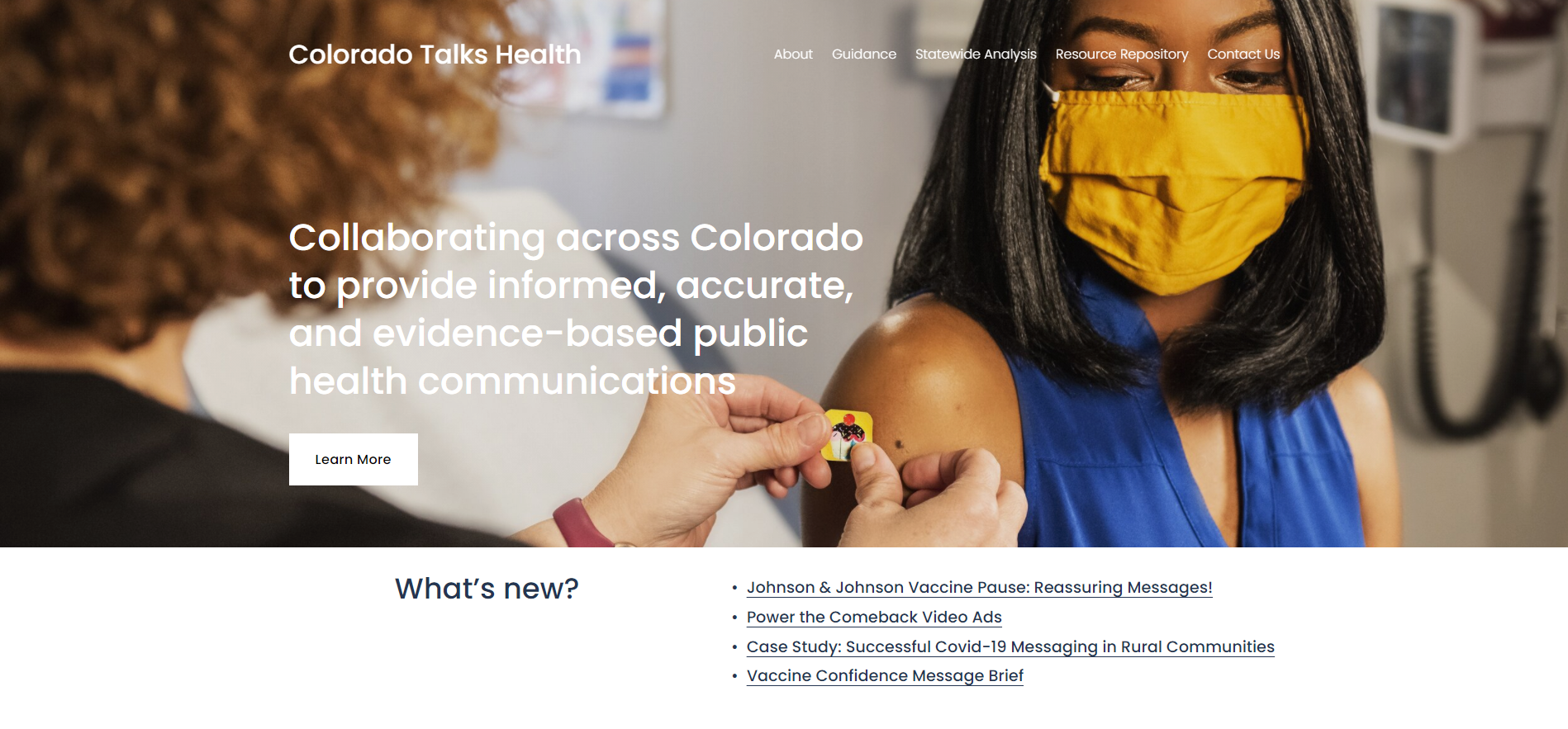 Colorado Talks Health Website Homepage